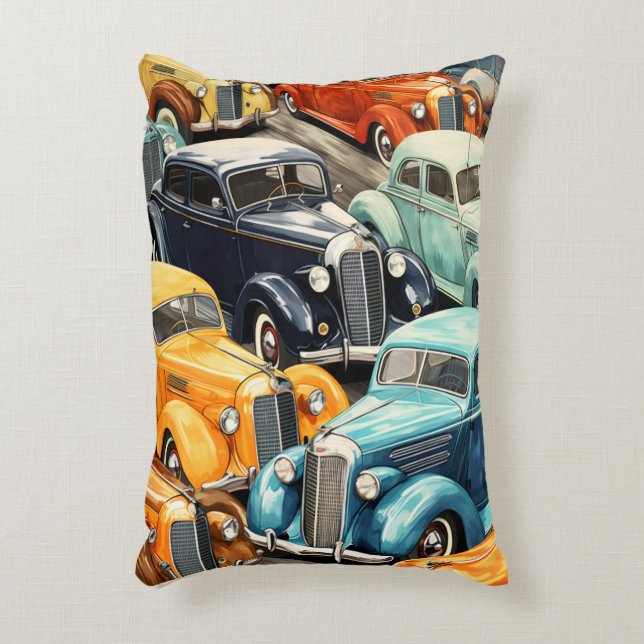 Oude auto's patroon accent kussen (Voorkant(Verticaal))