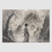 Oude Aziatische Vrouw Warrior - decoupage - Tissuepapier (Voorkant)