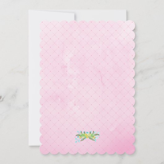 Oude babyschaap gezeten in gras roze uitnodiging (Achterkant)