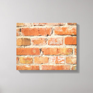 Oude bakstenen muur met afbladderende bekleding canvas afdruk