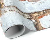 Oude bakstenen wand met gestrooid wit gipsplaat cadeaupapier (Rol Hoek)