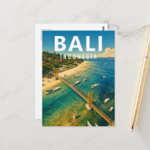 Oude Balinese ansichtkaart – Nusa Lembongan-brug