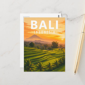 Oude Balinese ansichtkaart – Rijstterrassen van Ja Briefkaart