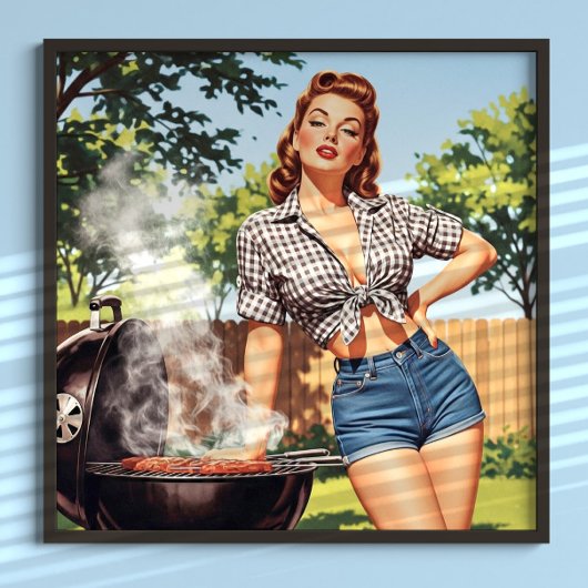 Oude barbecue pin-up poster