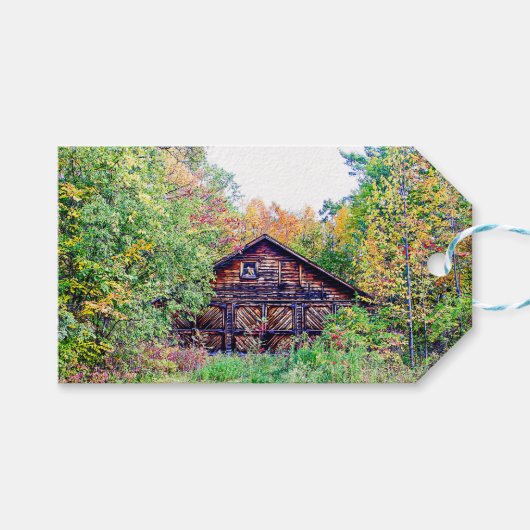 Oude Barn in de Herfst Cadeaulabel (Voorkant (Horizontaal))
