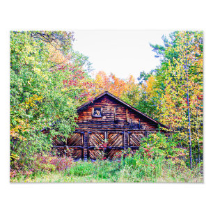 Oude Barn in de Herfst Foto Afdruk