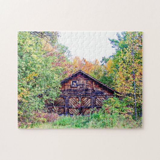 Oude Barn in de Herfst Legpuzzel (Horizontaal)