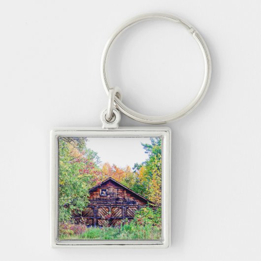 Oude Barn in de Herfst Sleutelhanger (Voorkant)