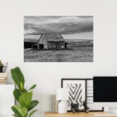 Oude Barn met Sky "Black and White" Poster (Thuiskantoor)