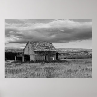 Oude Barn met Sky "Black and White" Poster