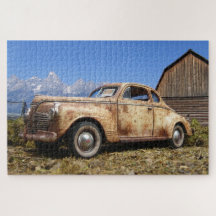 Oude  barn vindt auto automobile Jigzaag Puzzle