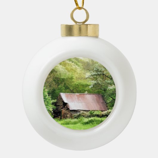 OUDE BARNS KERAMISCHE BAL ORNAMENT (Voorkant)
