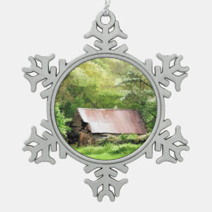 OUDE BARNS TIN SNEEUWVLOK ORNAMENT