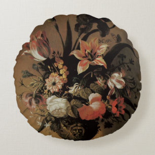 Oude Barok, bloemstilleven bloemen in vaas Rond Kussen