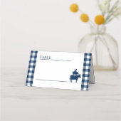Oude BBQ Navy Blauwe Gingham Huwelijk (Voorkant)