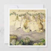 Oude Beatrix Potter Konijn Kerst Vakantie Feestdagenkaart (Voorkant)