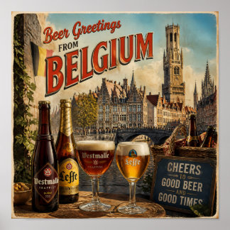 Oude Belgische Kanaal Bier Reisposter Poster