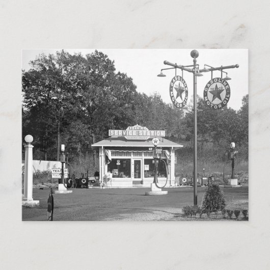 Oude benzinestation, 1925 briefkaart (Voorkant)