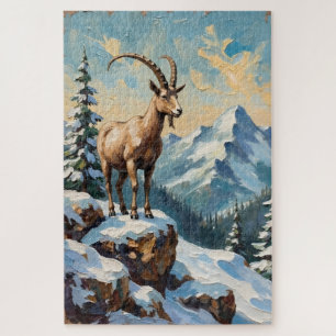 Oude berggeit op Bevroren Kerstmis Bergkam Legpuzzel