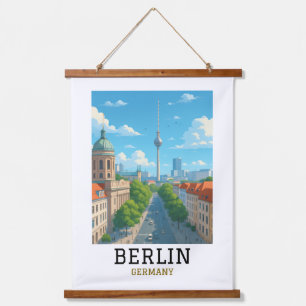 Oude Berlinale Silhouette Televisietoren Gezicht o Hangend Wandkleed
