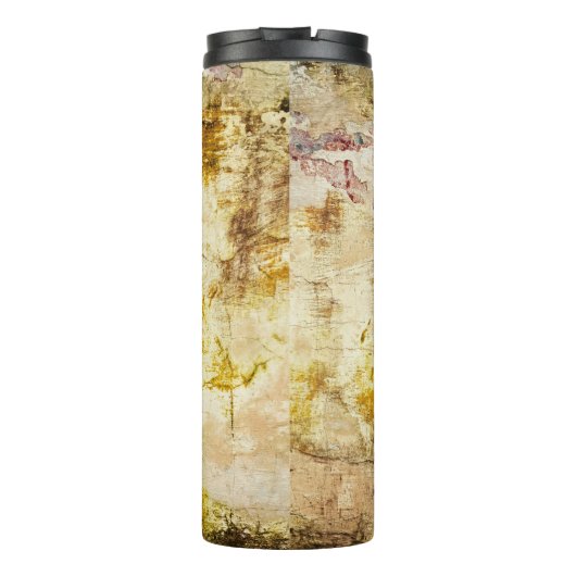 Oude beschadigde wandachtergrond abstract, gerijpt thermosbeker (Achterkant)
