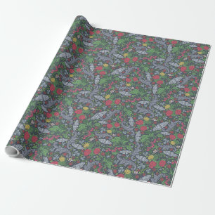 Oude Bessen Vlinders Fluweelbloemen Anjers Cadeaupapier