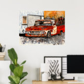 oude bestelwagen antiek 1950 kunst poster (Thuiskantoor)