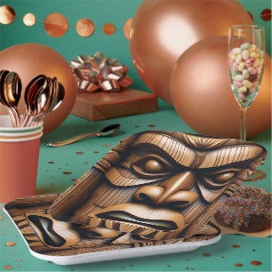 Oude Bewakers: Tiki Wood Art Papieren Bordje