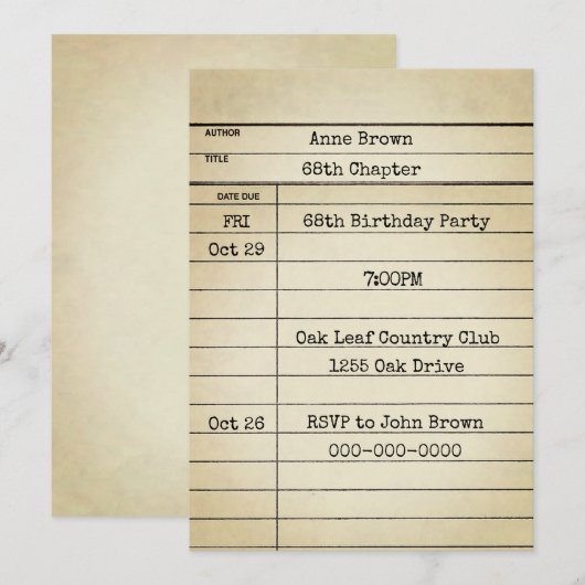 Oude bibliotheek Kaart 68e verjaardag (Voorkant / Achterkant)