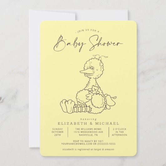 Oude Big Bird babyshower uitnodiging (Voorkant)