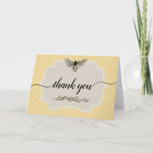 Oude Bij Honey Bee Rustieke Elegante Gele Bedankt Kaart