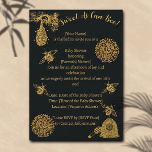 Oude Bij Honey Bumblebee Zwarte Baby Shower Kaart