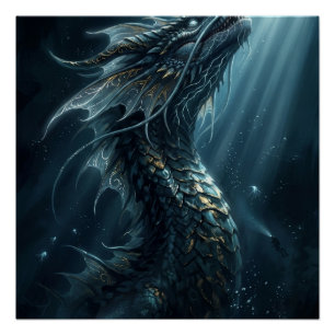 Oude Bioluminescente Zeedraak - Mythische Diepte Perfect Poster