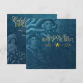 Oude Blauwe 4 Juli Uitnodigingen (Voorkant / Achterkant)