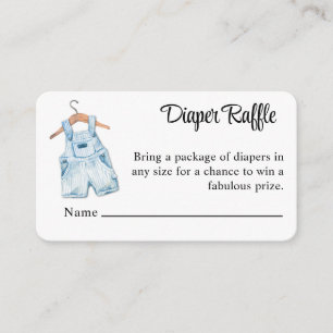 Oude Blauwe Baby Overall Luier Raffle Informatiekaartje