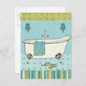 Oude blauwe badkamer briefkaart (Voorkant / Achterkant)