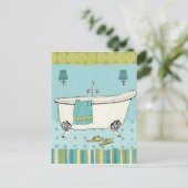 Oude blauwe badkamer briefkaart (Staand voorkant)