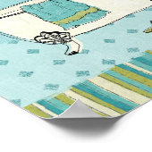 Oude blauwe badkamer poster (Hoek)