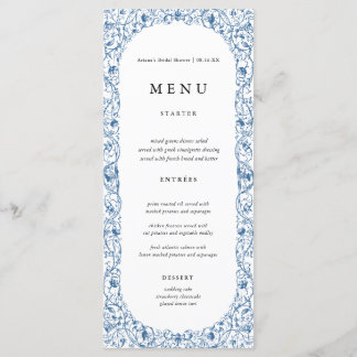 Oude Blauwe Bloemen Bruiloft Menu Kaarten
