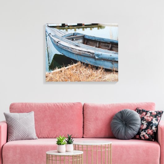 Oude blauwe boot canvas afdruk (Insitu (Woonkamer))