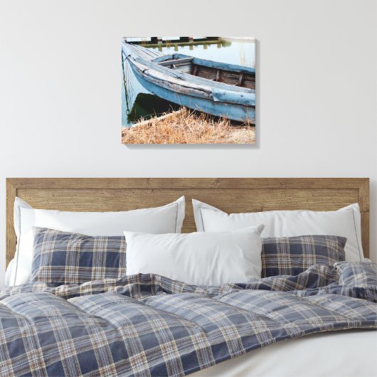Oude blauwe boot canvas afdruk (Insitu (Slaapkamer))