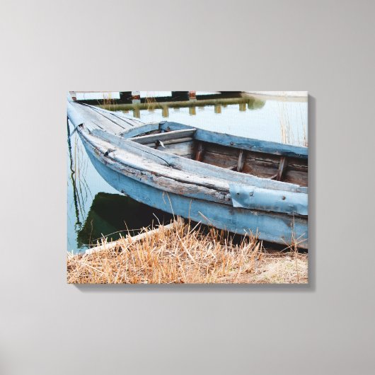 Oude blauwe boot canvas afdruk (Voorkant)