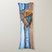 Oude blauwe boot van de Seashore Lichaamskussen (Voorkant Verticaal)