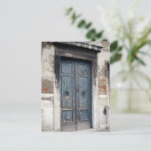 oude blauwe deur briefkaart (Staand voorkant)