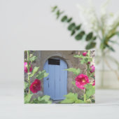 Oude blauwe deur met honingzucht briefkaart (Staand voorkant)