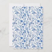 Oude Blauwe en Witte Bloem Kerstkaart (Achterkant)