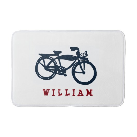 Oude blauwe fiets custom badmat (Voorkant)