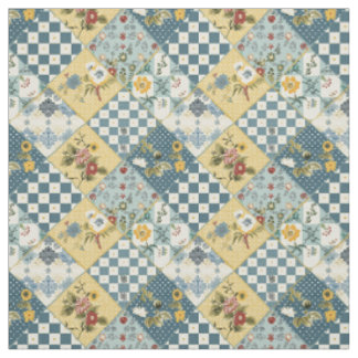 Oude Blauwe Gele Groene Patchwork Dekbed Stof