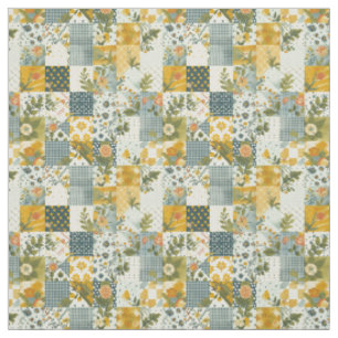 Oude Blauwe Gele Groene Patchwork Dekbed Stof