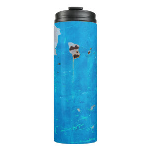 Oude blauwe ijzerdeuren roestende textuur backgrou thermosbeker